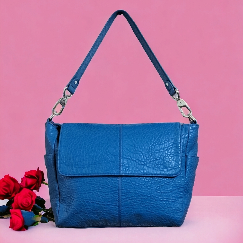 Jewell By 31 Blue Handbag Purse Satchel Women's  Faux Leather 12x10" Colorful - Picture 13 of 13